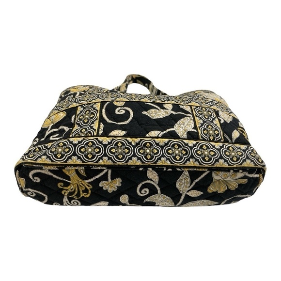 Vera Bradley Yellow Bird Tote Bag Retired Pattern Black Yellow Quilted Bag Purse - Picture 4 of 11